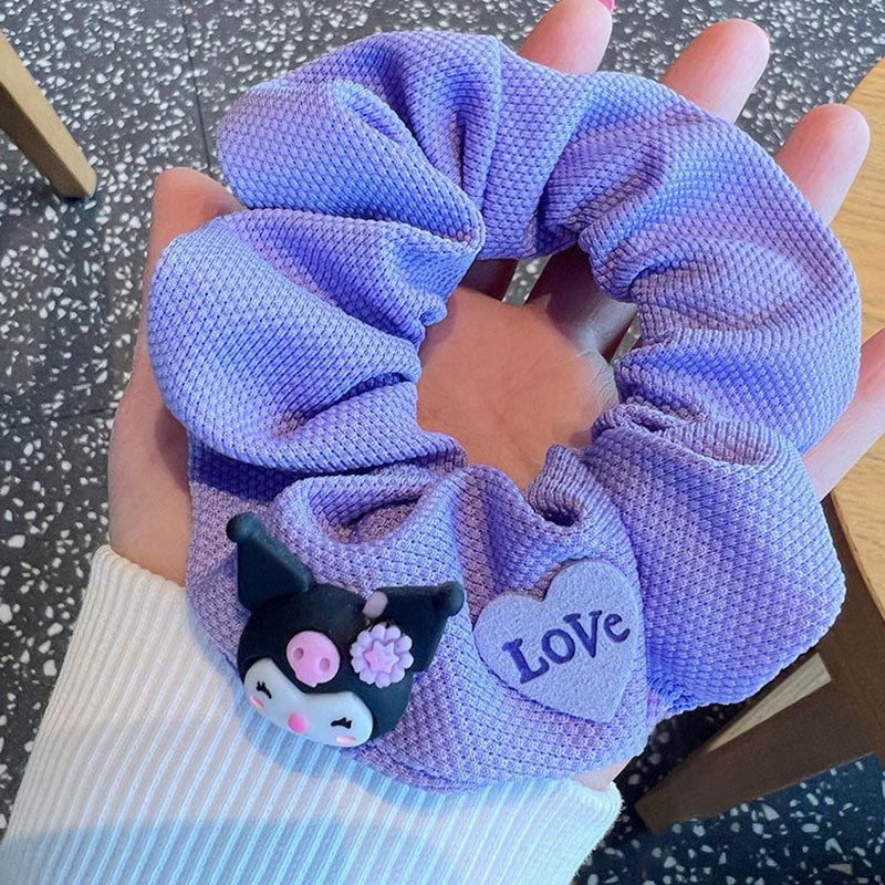 Sanrio Girls Hair Bands Cute Cartoon Kuromi Hair Rope Kawaii Elastic Headband Hair Accessories Ponytail Holder Holiday Gift