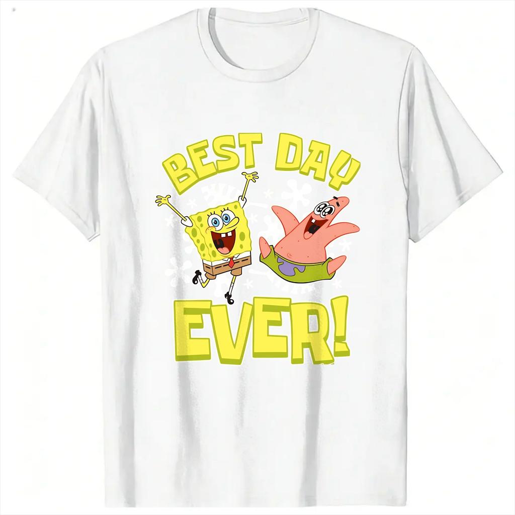Spongebobs Patrick Best Day Ever Unisex T Shirt Fun Tee Shirt Short Sleeve Round Neck TShirt Cotton Gift Idea Clothing