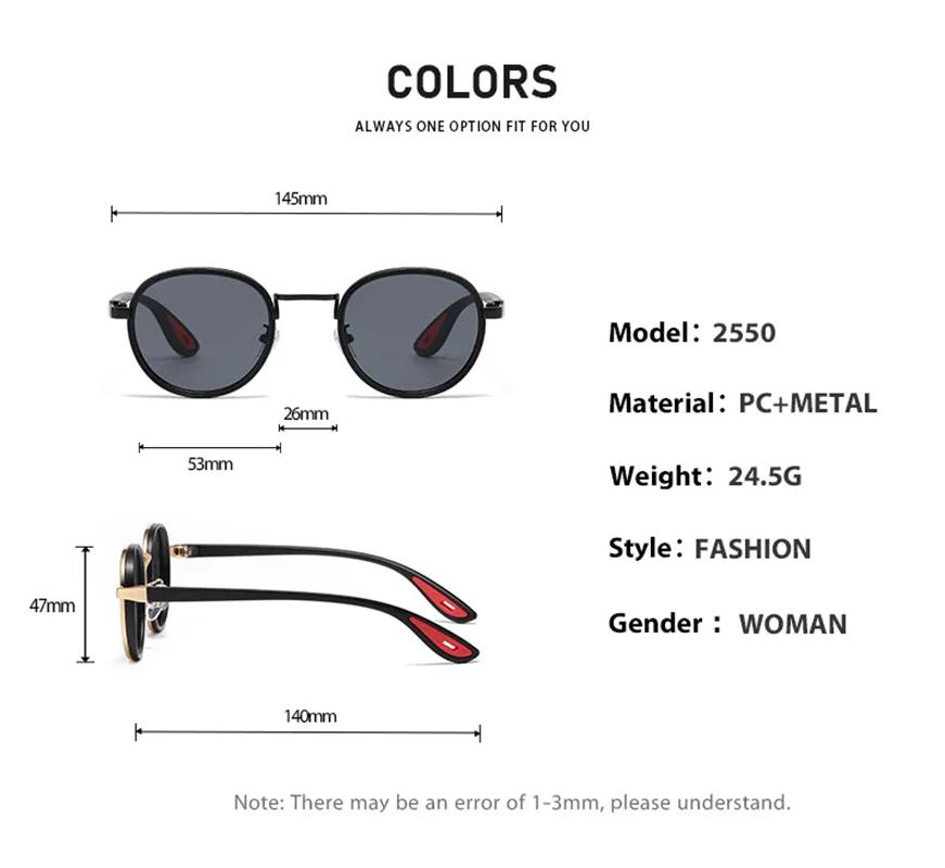 Xiaomi New Trendy And Retro Round Versatile Eyeglass Frames With Uv Protection Feature. Sun Glasses. 2550