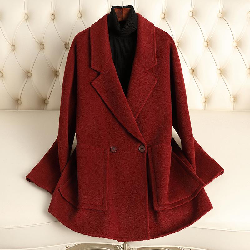 

Double-sided wool coat women s short autumn and winter new middle-aged and old mother clothing small woolen coat high-end sense S