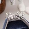 925 Sterling Silver Zircon Snowflake Stud Earrings for Women Shiny Rhinestone Crystal Jewelry for Girls Party Christmas
