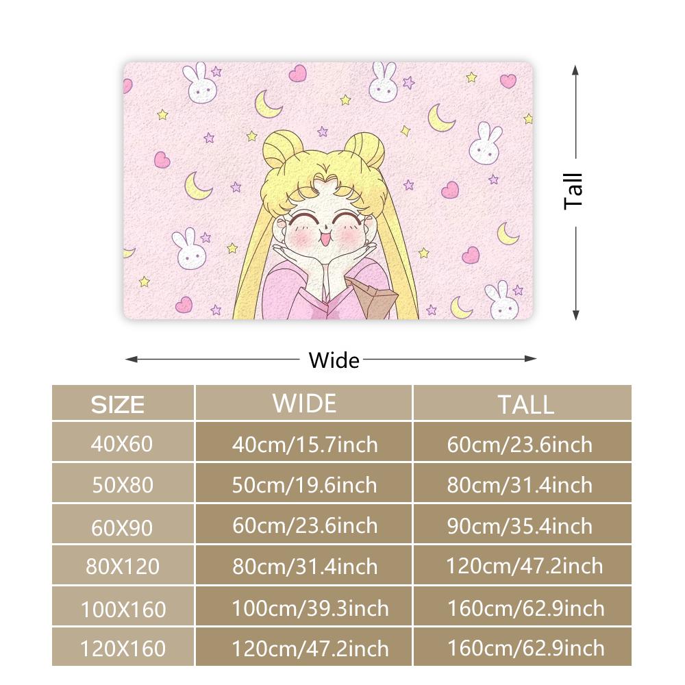 Hot Anime S-Sailor M-Moon Floor Mat Cozy Flannel Soft Thick Non-Slip Mat For Living Room Bedroom Kitchen Decor Rugs