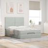 Ottoman Bed with Mattress In Light Grey 140 X 190 Cm Velvet