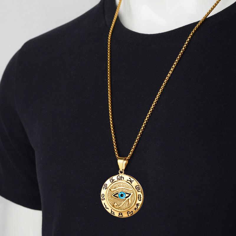 Ancient Egypt Eye Of Horus Pendant Necklace Gold Stainless Steel Jewelry For Women Men