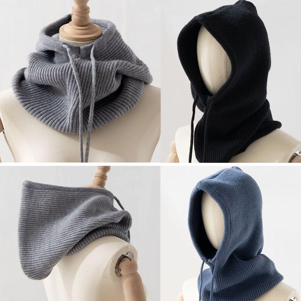 

Knitted Women s Head Hooded Hat Woolen Yarn Pullover Beanies Skullies New Men Bonnets Women Man вина червоного кольору