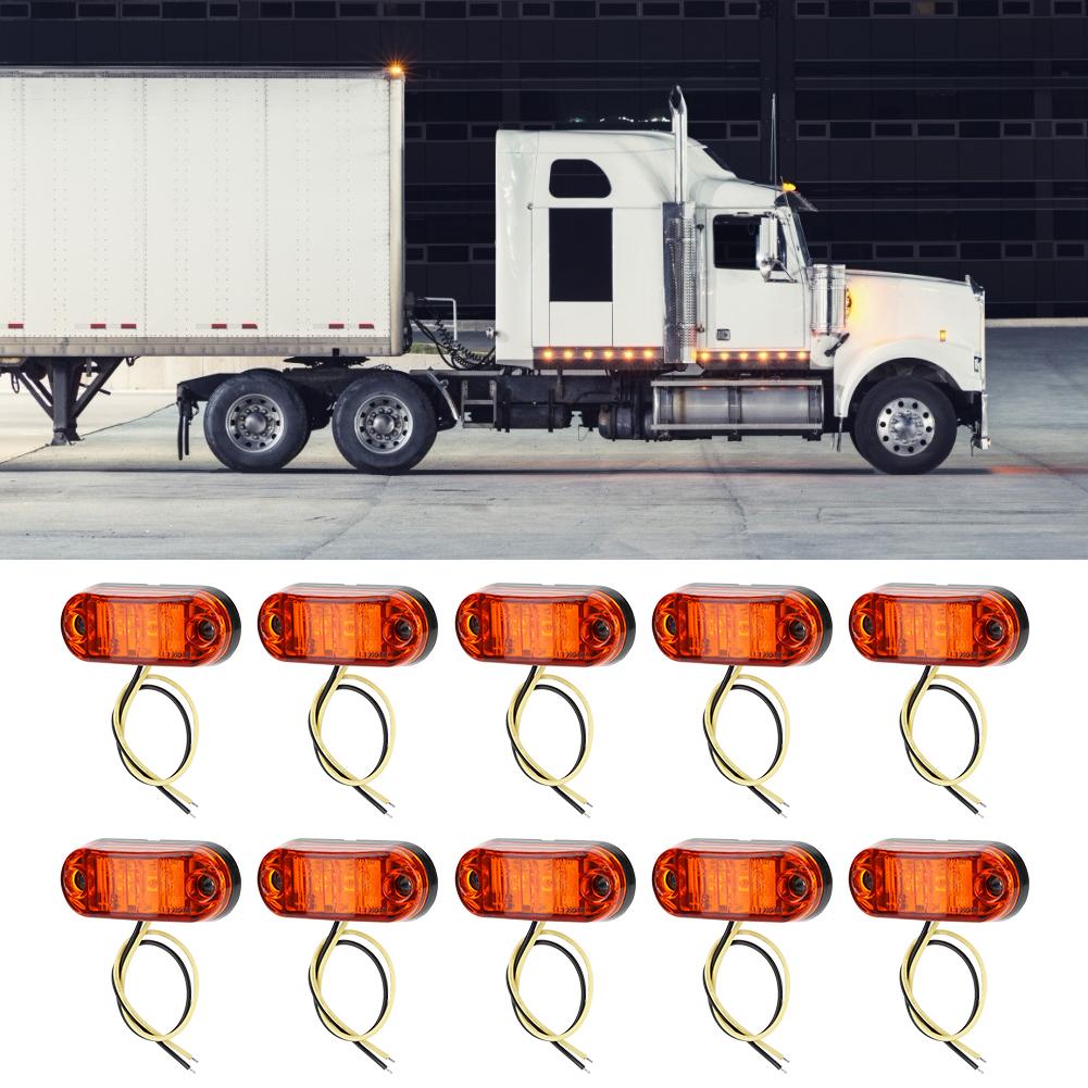 10Pcs 2LED Side Marker Light Signal Lamp for Car Truck Trailer 10-30V