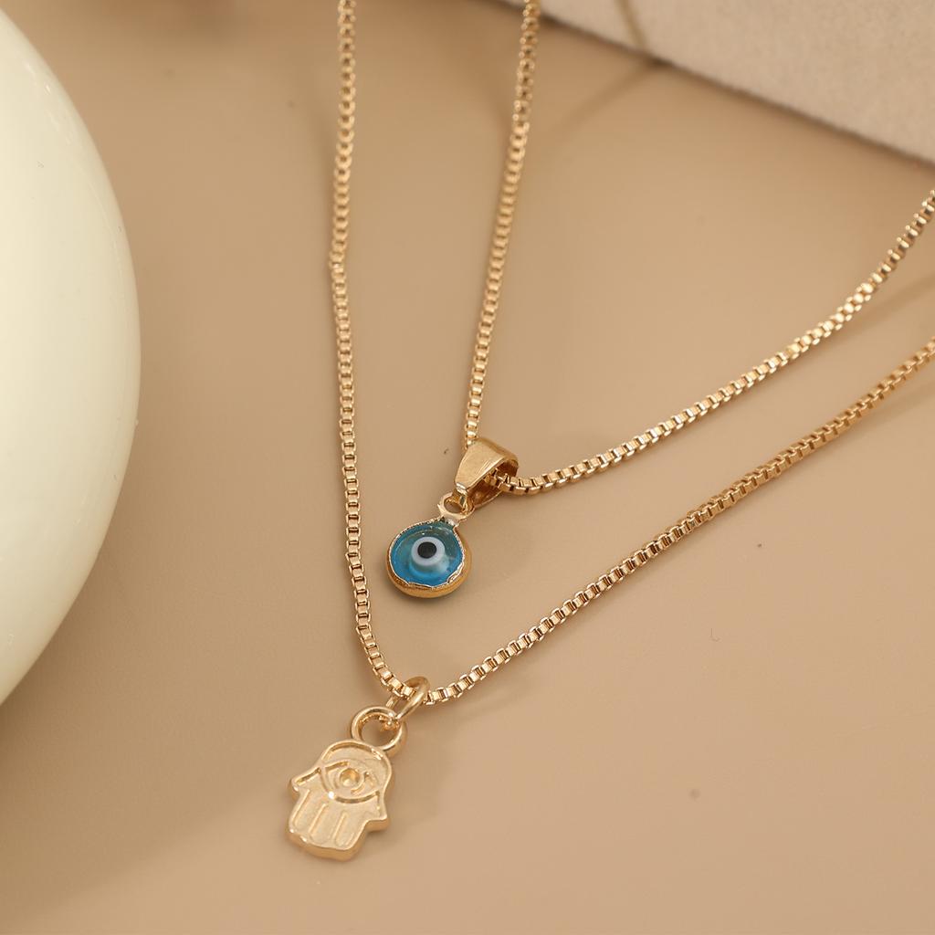 2025 New Blue Tears Devil's Eye Necklace Niche Design Hip-hop High-end American Collarbone Chain Neck Chain