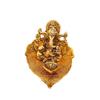Metall Diya Pappelblattform mit Ganesha-Figur, Gold, 4,25 x 3,75 x 2,5 Zoll, 1 Stück