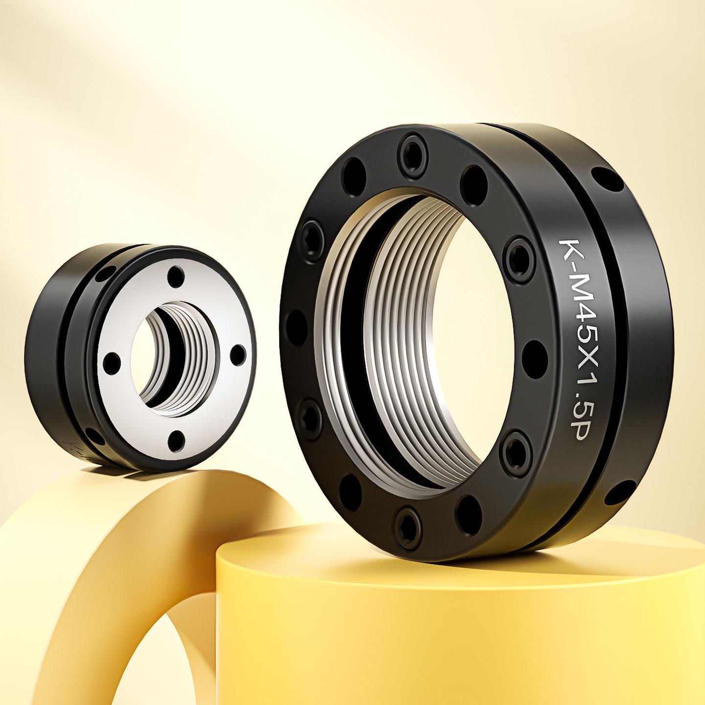 

K-type Self-locking Anti-loosening Axial Ball Screw Nut M18*1.5P, Dia 38mm, Thk 18mm