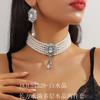 European and American Luxury Multi-layer Crystal Water Drop Pendant Bundle Neck Chain Jewelry Earrings Exaggerated Color Crystal Necklace Women