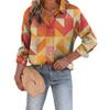 1116 Fashion European and American Shirts Spring and Autumn Loose Digital Printed Checked Cardigan Women's Shirt