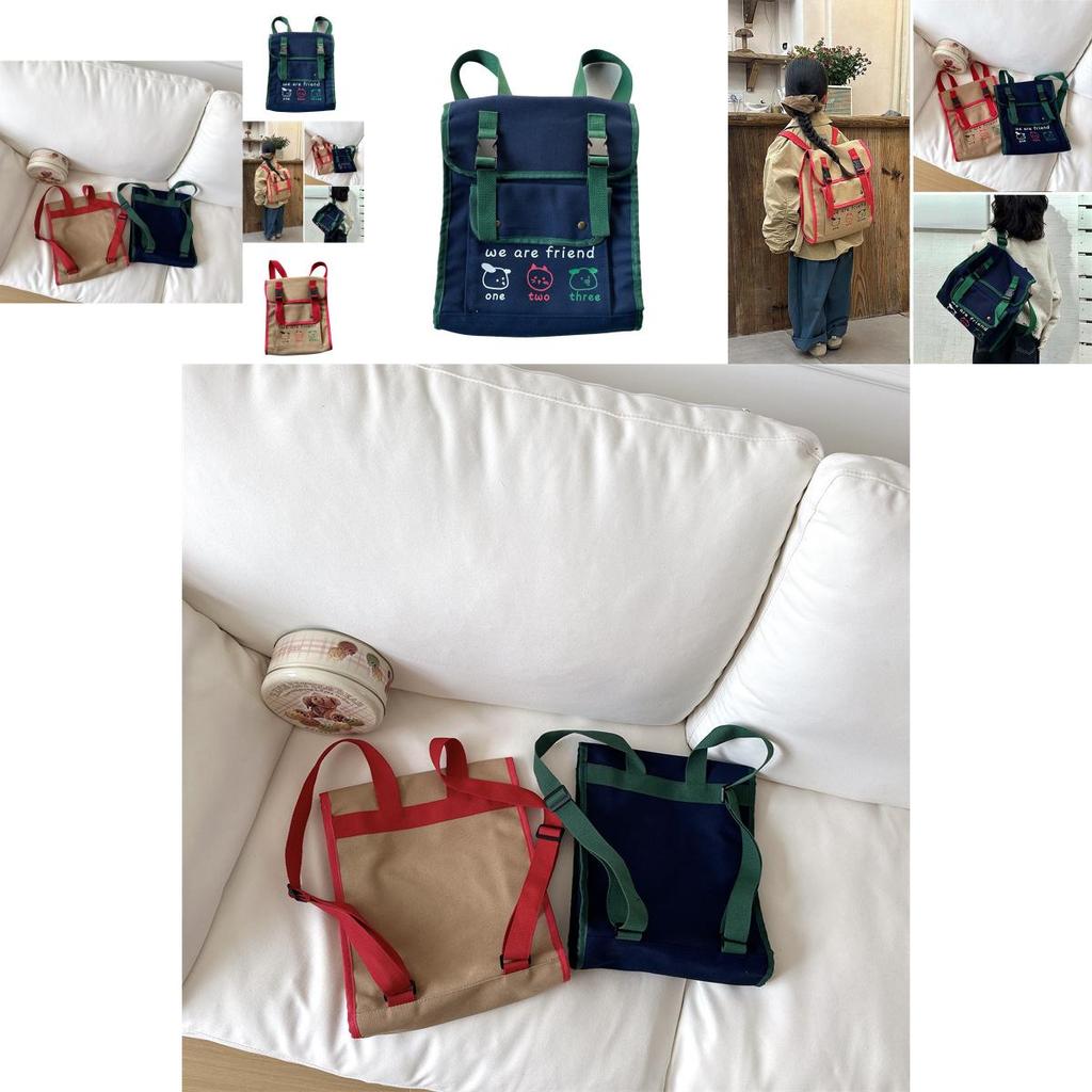 Trendy Children's Colorful Flap Canvas Backpack Casual And Cute Design For Kids