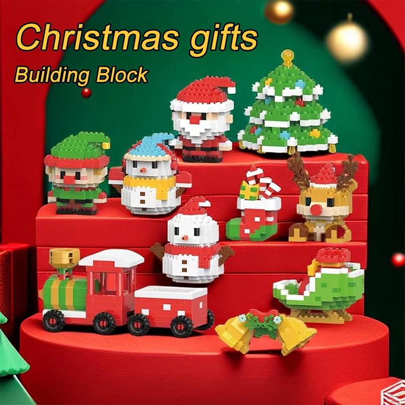 Christmas Gifts Building Block Series Santa Claus Reindeer Puzzle Assembly Bricks Table Decoration Toys for Child Chrismas Gift