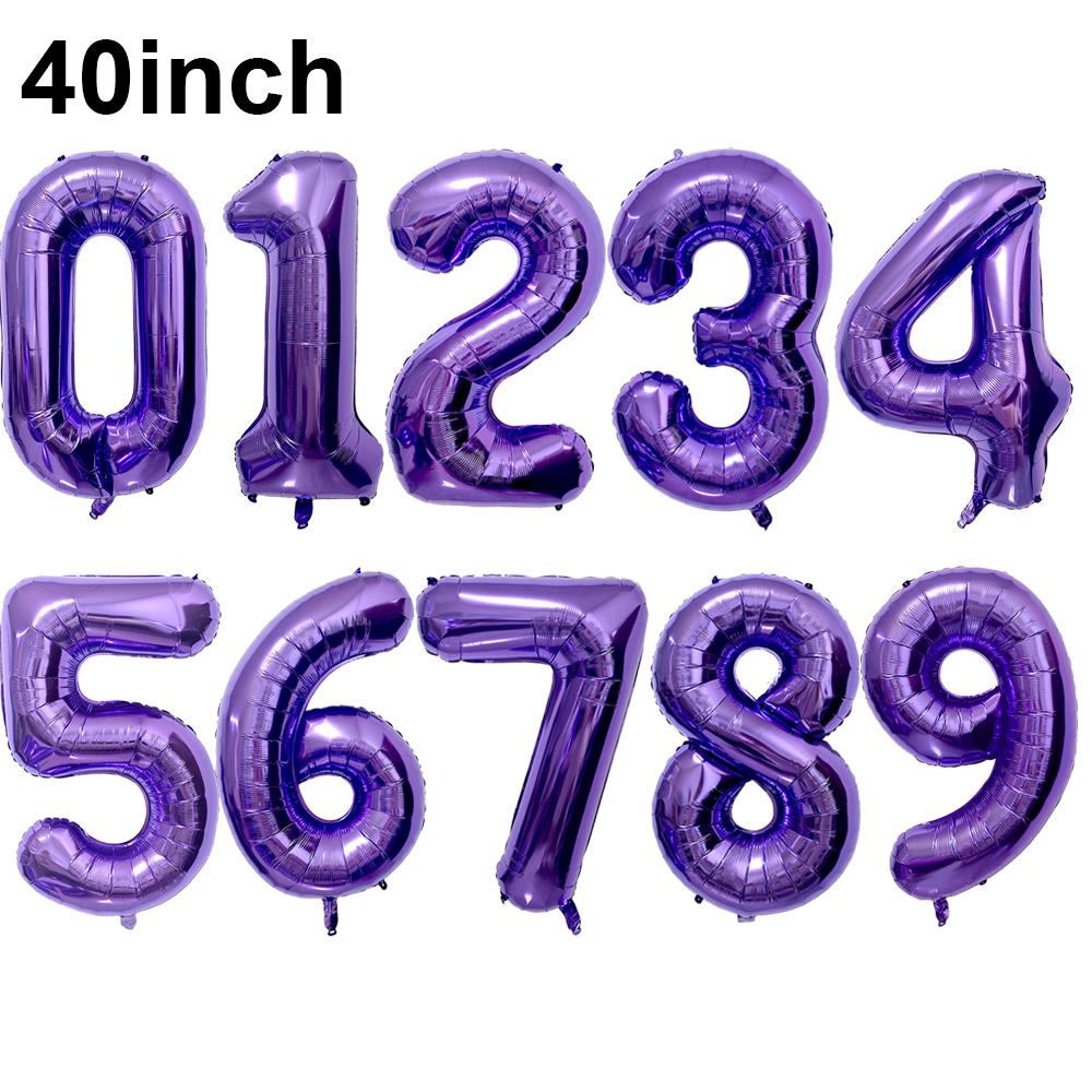 Giant 40Inch Purple Birthday Balloons 0-9 Digit Balloons for Purple Butterfly Number Birthday Party Baby Shower Decoration Favor