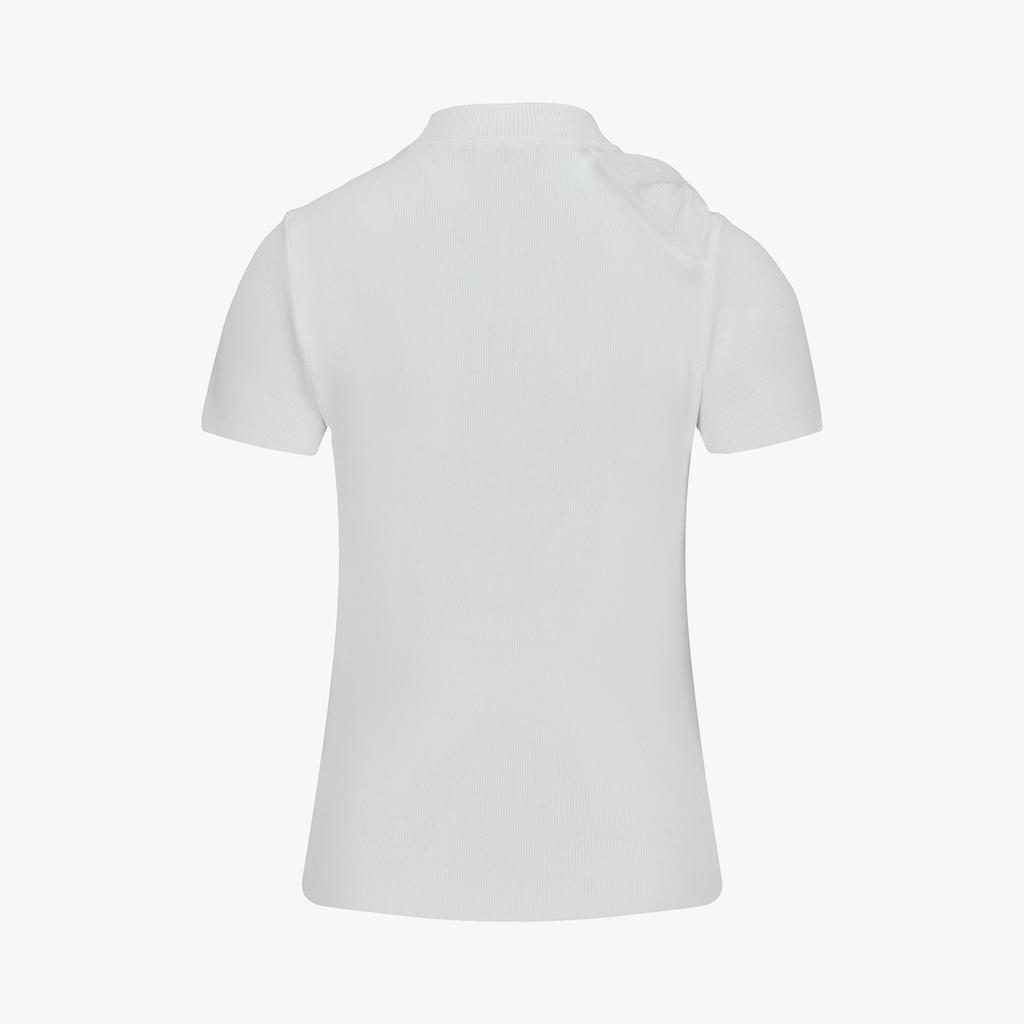 FAIRLIAR GOLF Chiffon Ribbon Cap Sleeve Knit (White)