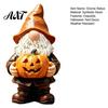 Halloween Gnome Statue Garden Statue, Faceless Holding Pumpkin Sculpture, Decorative for Porch Waterproof Resin Yard Autumn Decor