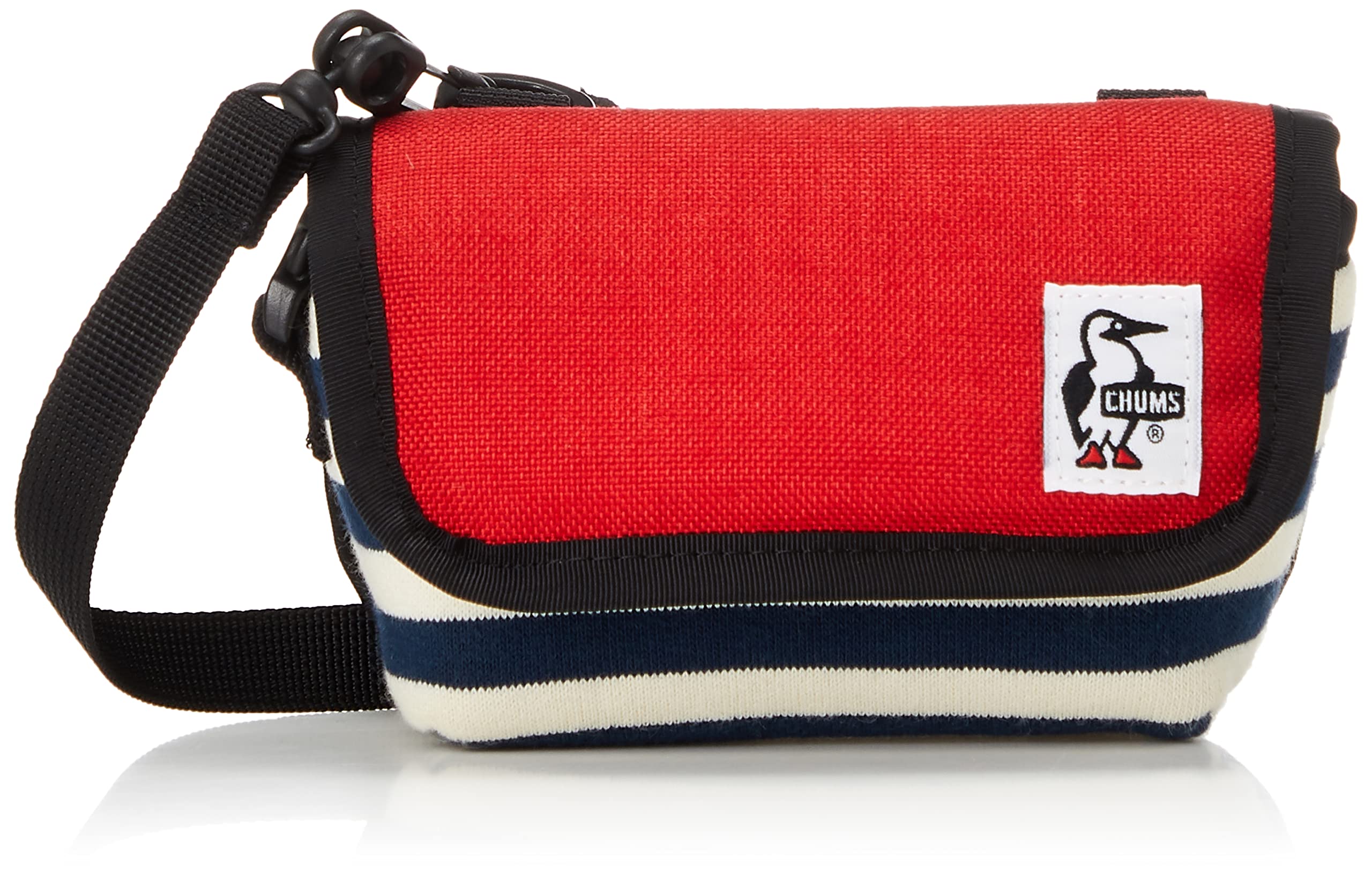 

Shoulder Bag Compact Camera Pouch Sweat Nylon Navy [Chums] Men s Border/Tomato