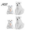 DIY Craft Accessories 4Pcs Mini Polar Bear Figurines, Miniature Mother and Baby Ornaments, Decorative Wildlife Miniatures Cute Animal Statues,