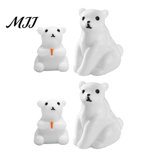 DIY Craft Accessories 4Pcs Mini Polar Bear Figurines, Miniature Mother and Baby Ornaments, Decorative Wildlife Miniatures Cute Animal Statues,