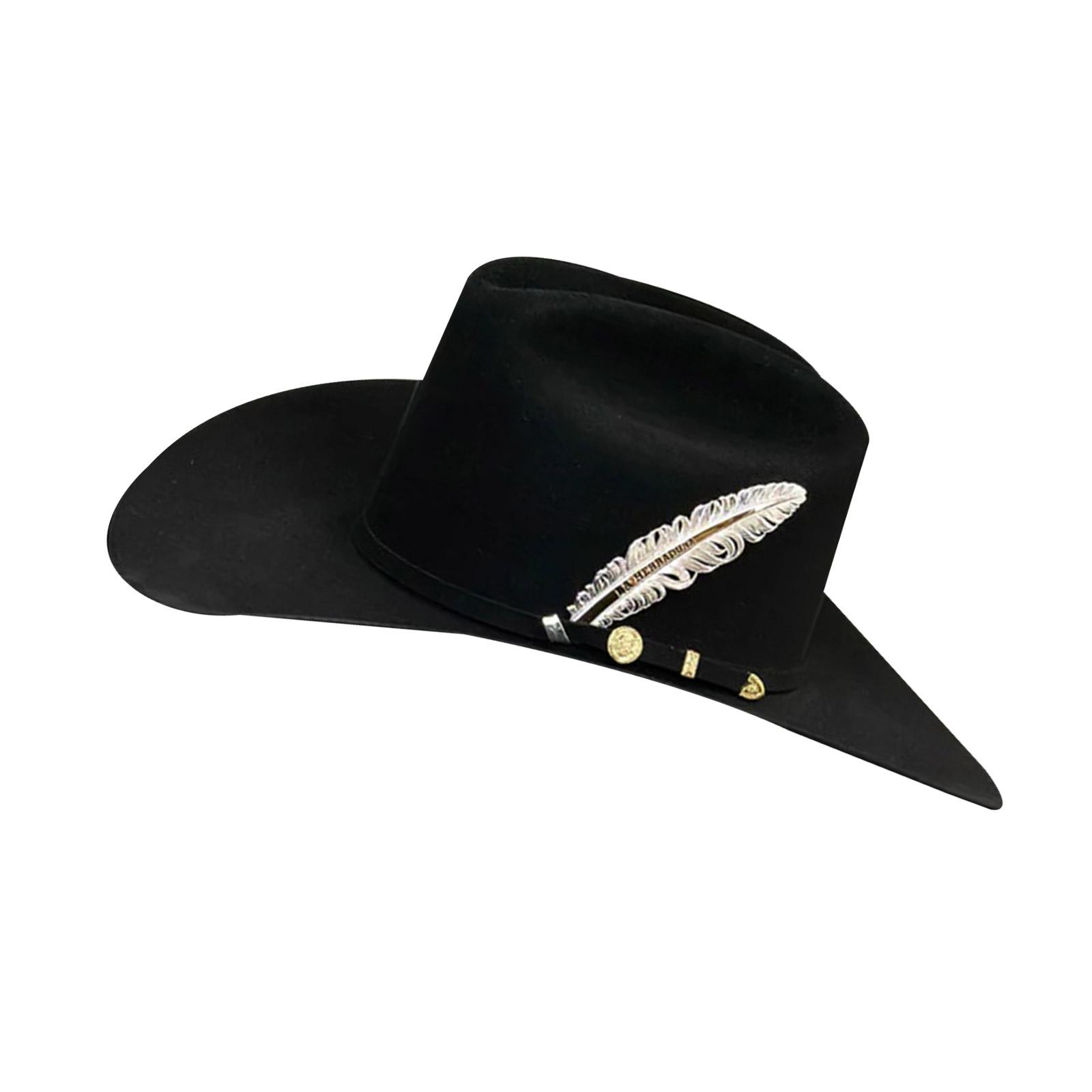 

Западная шляпа-федора для вечеринки, привлекающая внимание музыкальная фестивальная шляпа, тематическая вечеринка на Хэллоуин, плетеная поясная шляпа, товары для вечеринок чёрный