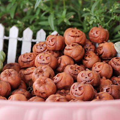 Smiley Face Mini Pumpkin Ornament Set, Resin Halloween Party Garden Decoration Micro Landscape Paving Stones