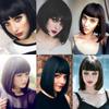 Short Bob Wig With Bangs for Women Synthetic Bob Wigs Black Pink Purple Cosplay Wigs for Party Daily Shoulder Length