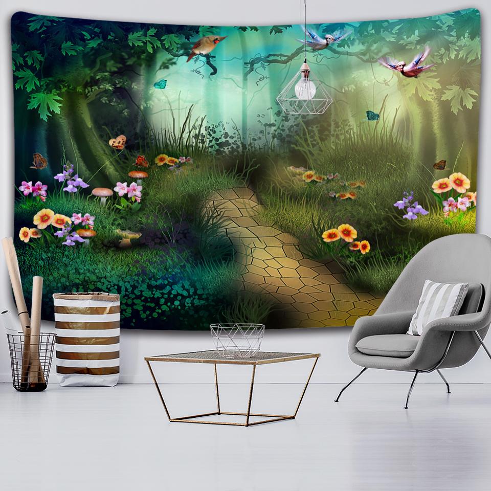 Natural Forest Tapestry Landscape Print Big Wall Hanging Tapestry Cheap Hippie Wall Hanging Bohemian Mural Tapestry