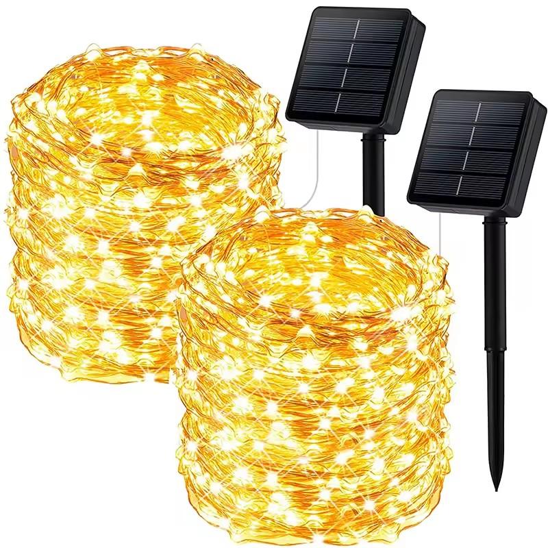 Waterproof Outdoor Solar Box Copper Wire Led Lamp String Light Solar Powered Christmas Fairy String Lights