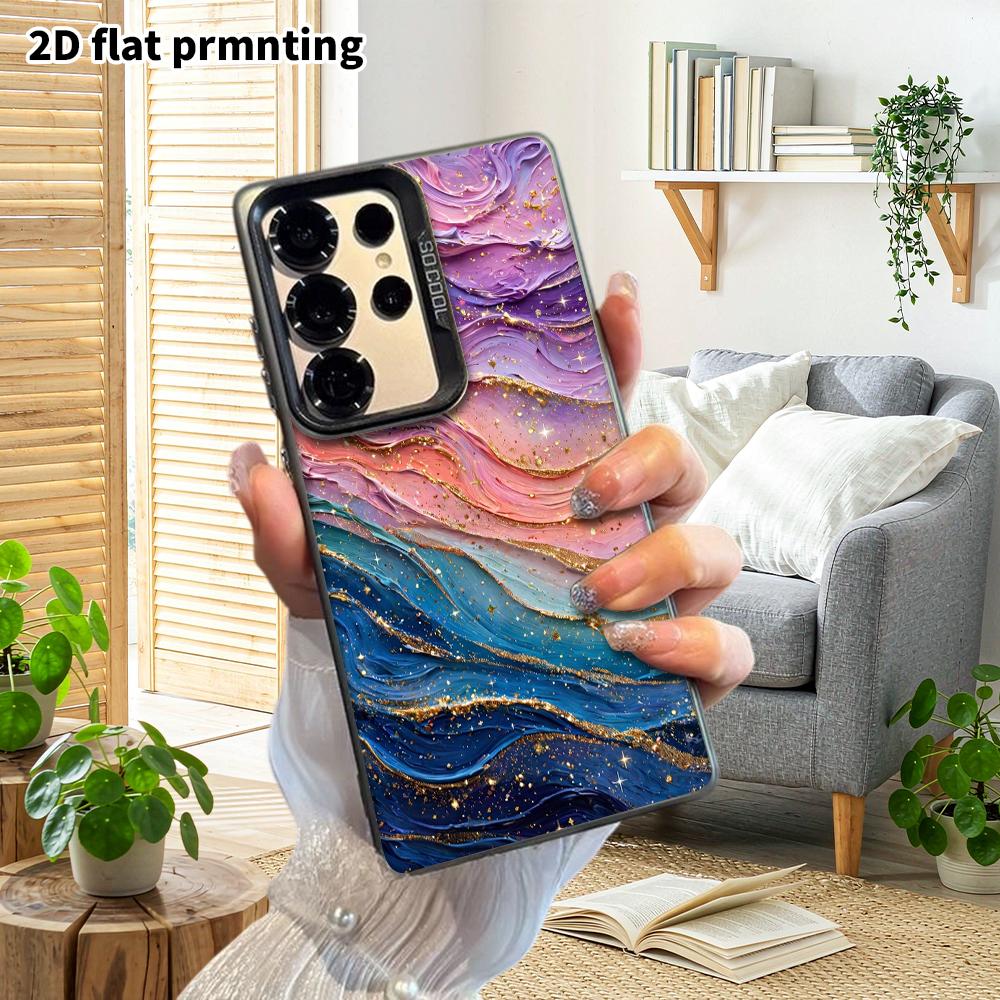 Phone Case: 2D Flat Samsung Galaxy A34 A35 M05 M06 S20 S22 S21 FE Plus 5G Protective Case, Couple Style, Wavy Colors, Christmas and Halloween Gift