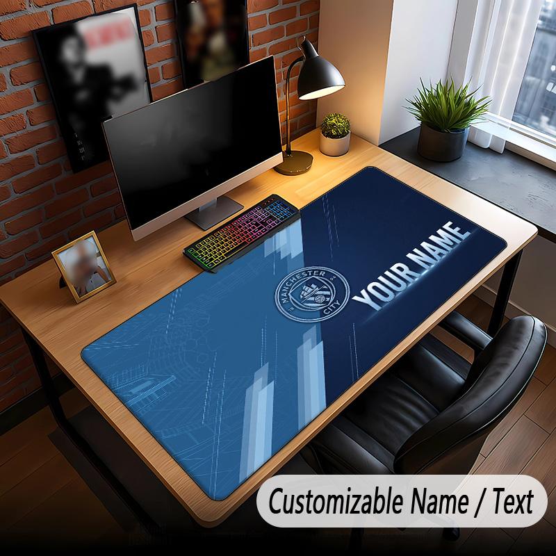 Large Mouse Pad Manchester City Print Custom Name Text Desk Mat for Office Gaming