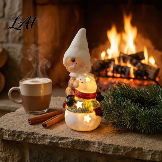 Unique Holiday Gift Ideas Christmas Luminous Ornament Durable Resin with Warm LED Light Design Whimsical Home Accents Add Festive Atmosphere