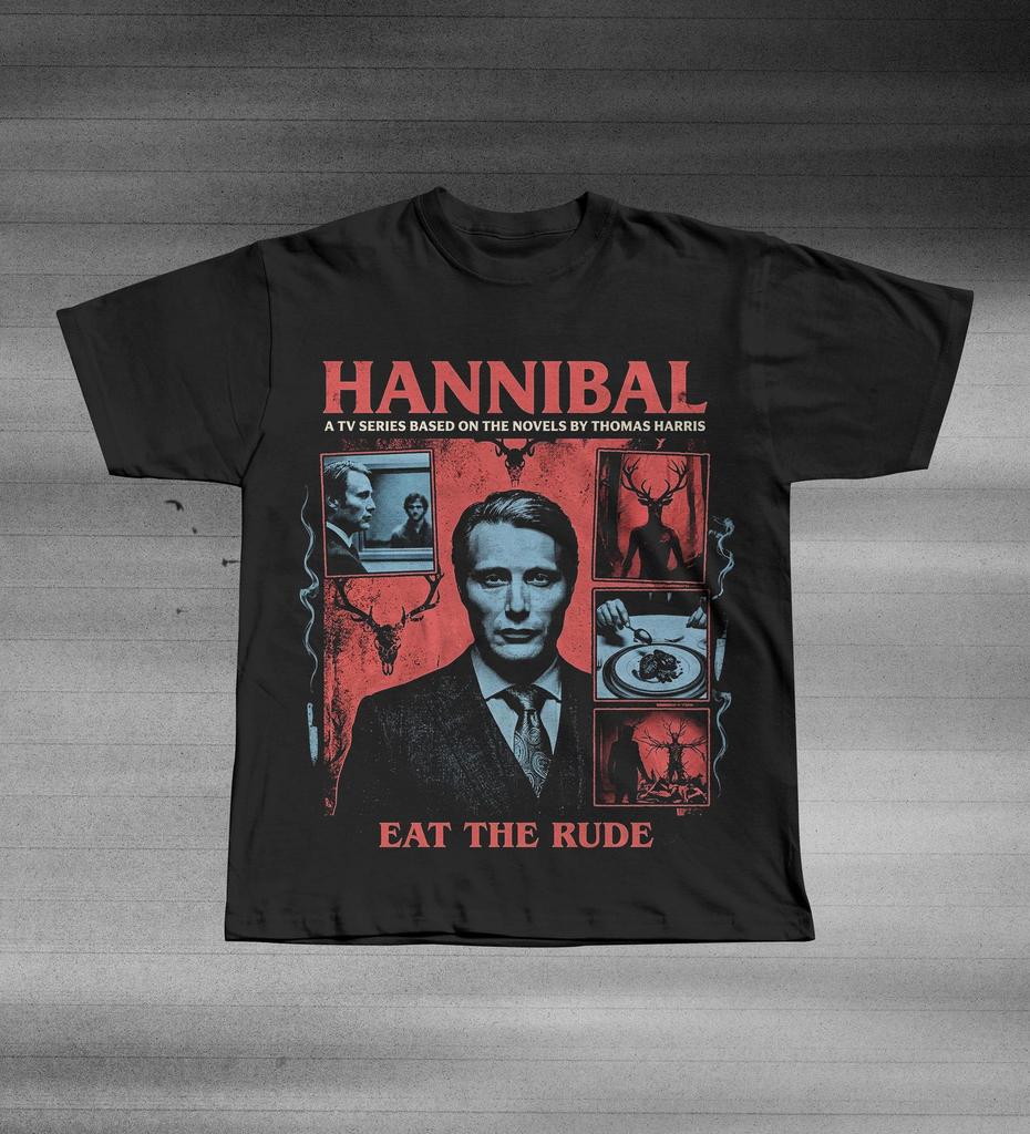 T-shirt Grafica Hannibal Lecter | Eat The Rude Collage Horror T-Shirt