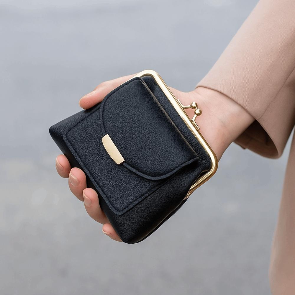 PU Leer Mini Slotclip Muntzakje Lychee Patroon Kleine Item Tas Knipsluiting Leren Portemonnee Cadeau