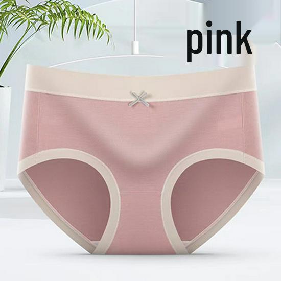 Japanese Style Soft Modal Cotton Mid-Waist Antibacterial Color Block Triangle Panties for Girls