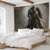 2D Medieval Romantic Tapestry, Dark Knight & Princess Wall Art for Home Decor