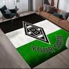 Benutzerdefinierter Name Mönchengladbach Flanellmuster Quadratischer Teppich, Teppichläufer, Teppich für Wohnzimmer Schlafzimmer Sofa Spielzimmer Dekor, Rutschfeste Bodenmatte
