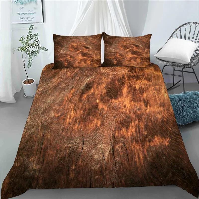 3D Retro Wood Duvet Cover Polyester Quilt Set with Pillowcase King Queen Size Kids Adults Home Decor