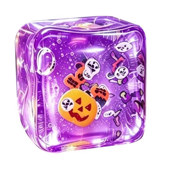 Stress Relieving Toy Relief for Halloween Christmas, Anxiety Reduction Ice Cube Squeeze Clear Sensory Toy, Slow Rising Holiday Gift