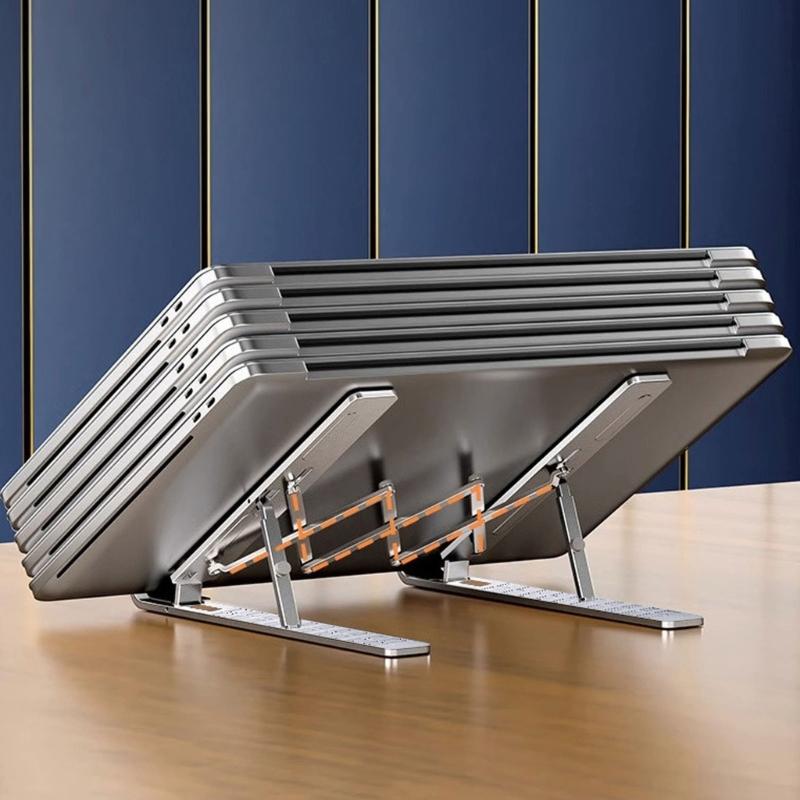 Collapsible Notebook Computer Stand Featuring 10 Height Setting And NonSlip Silicone Pad