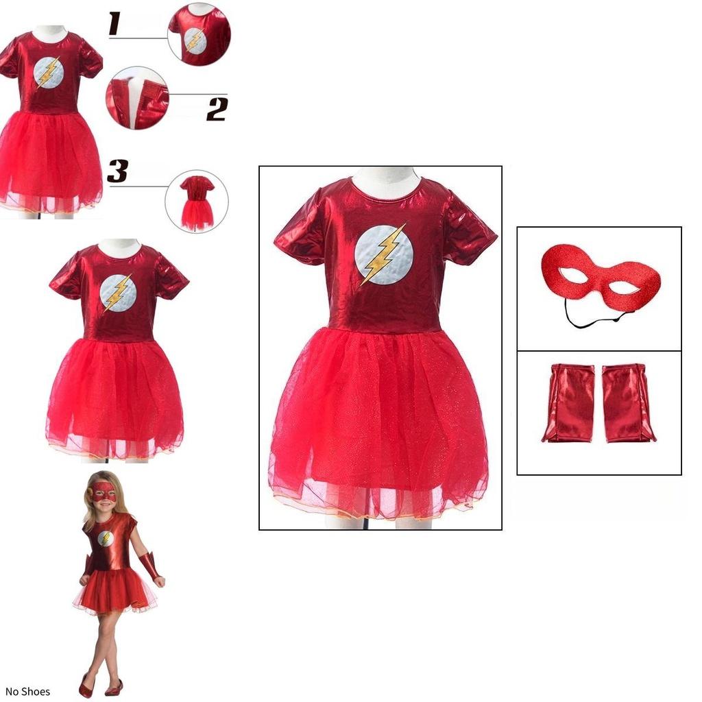 Bsrlons Halloween Flash Girl Children's Role-playing Costume Cosplay Stage Performance Dress