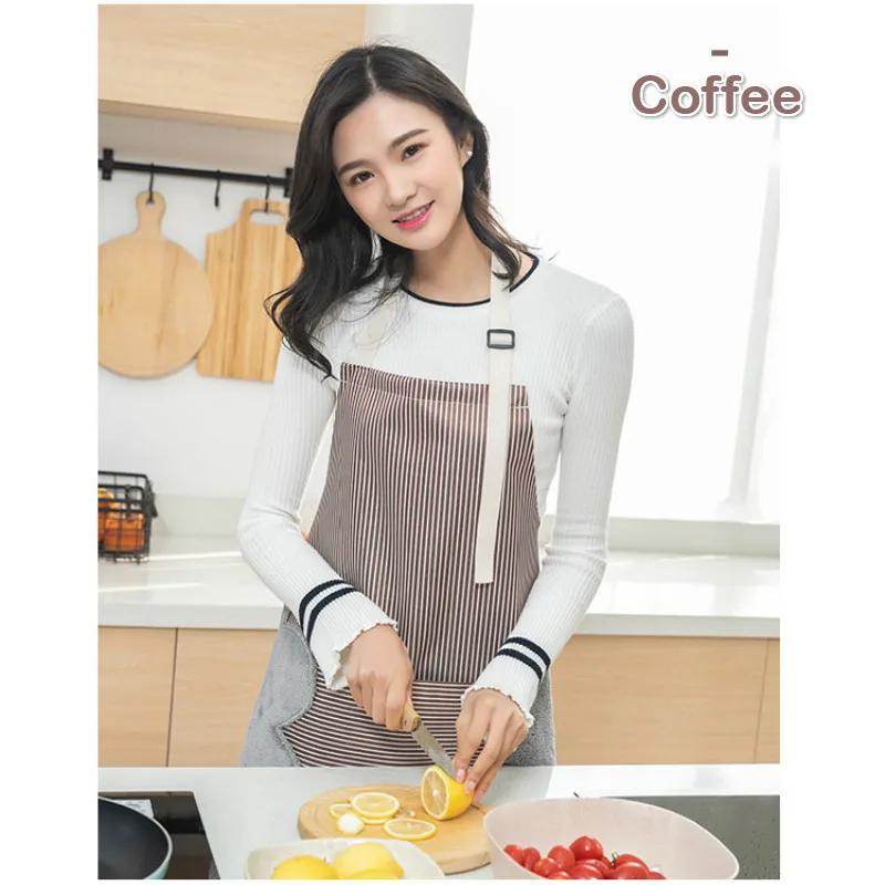 

Фартук-полотенце для взрослых, домашний комбинезон с полотенцами для рук, маслостойкий и водонепроницаемый кухонный утолщенный фартук кофейный