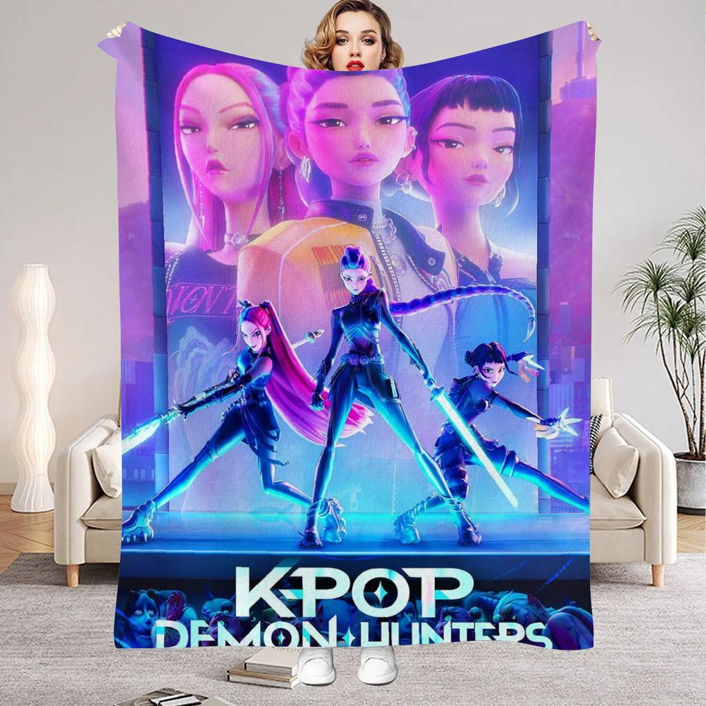 K-Pop Demon Hunters Blanket Girls Boys Plush Throw Blanket Novelty Warm Blanket All Season Gift