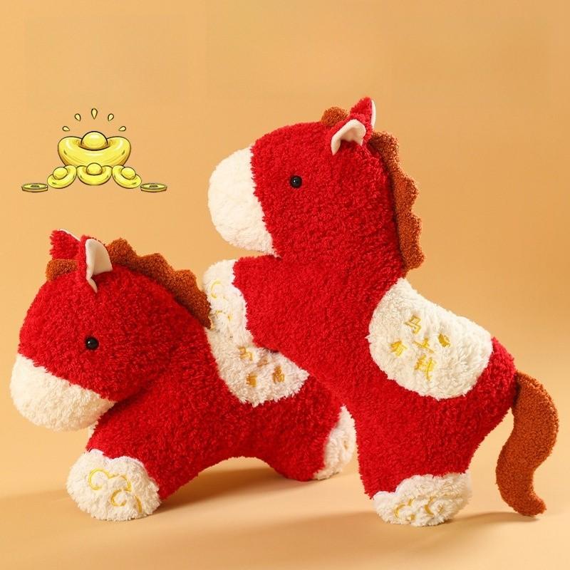 New Year Plush Toy With Lucky Horse Shape For Home Decor And Giftgiving