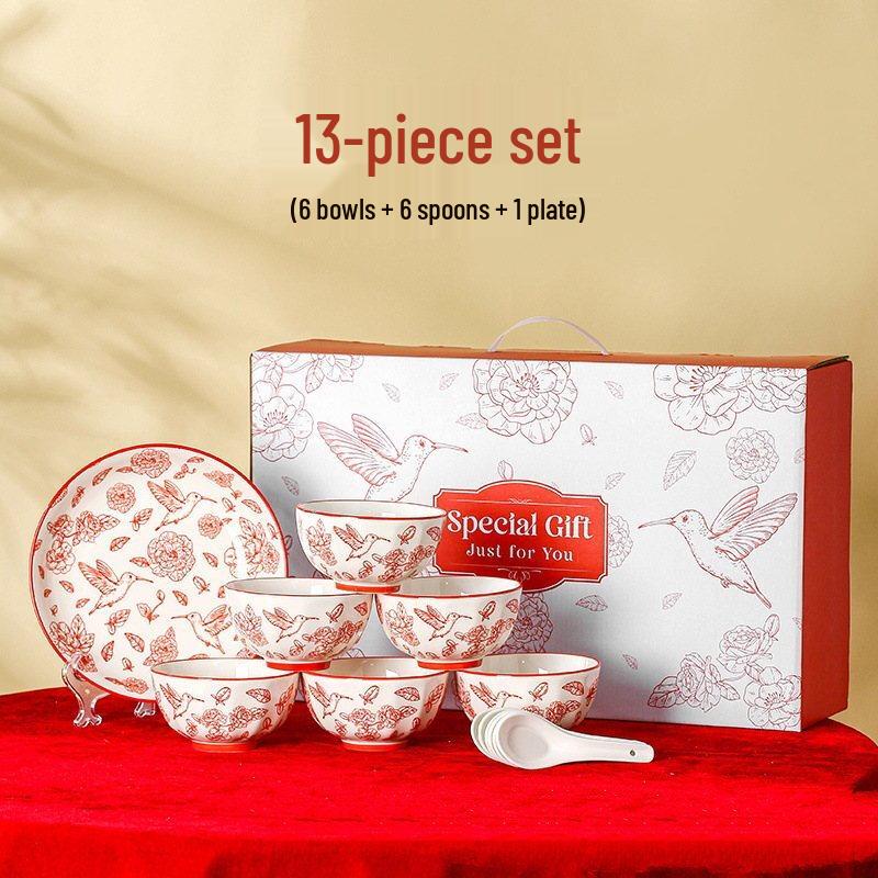 ZISIZ Underglaze Floral Ceramic Dinnerware Set