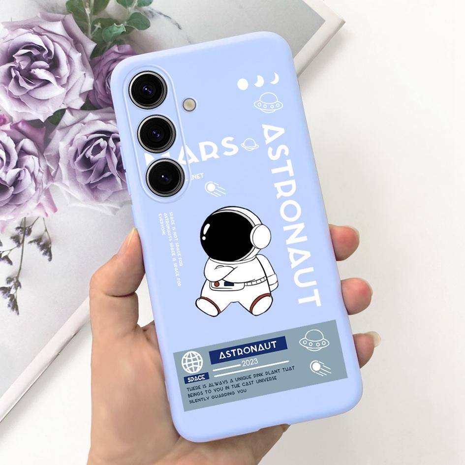 For Samsung Galaxy S24 Plus Case Lovely Yellow Duck Astronaut Matte Silicone Soft Cover For Samsung S 24 S24 Ultra S24+ 5G Funda