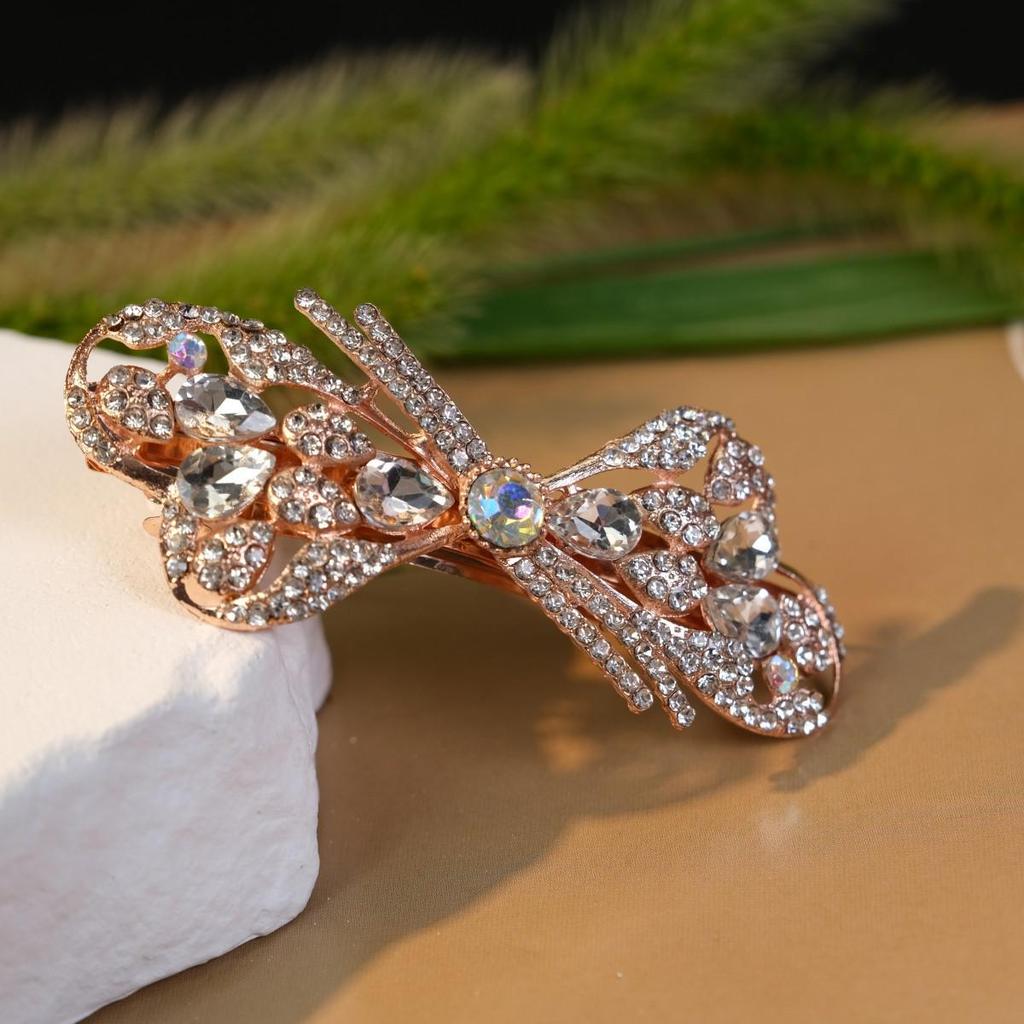 Élégante Barrette à Cheveux Coréenne Rétro en Cristal pour Adultes - Accessoire de Coiffure Printanier pour Queue de Cheval