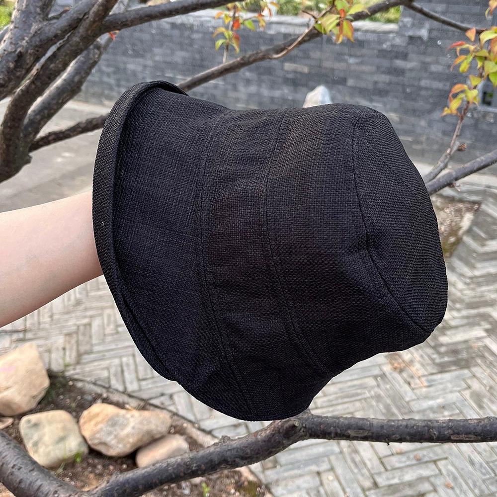 

Панама рыбака Защита от УФ-лучей Солнцезащитная льняная шляпа Однотонная Солнцезащитный козырек Панама-ведро в японском стиле Кемпинг 56-58cm