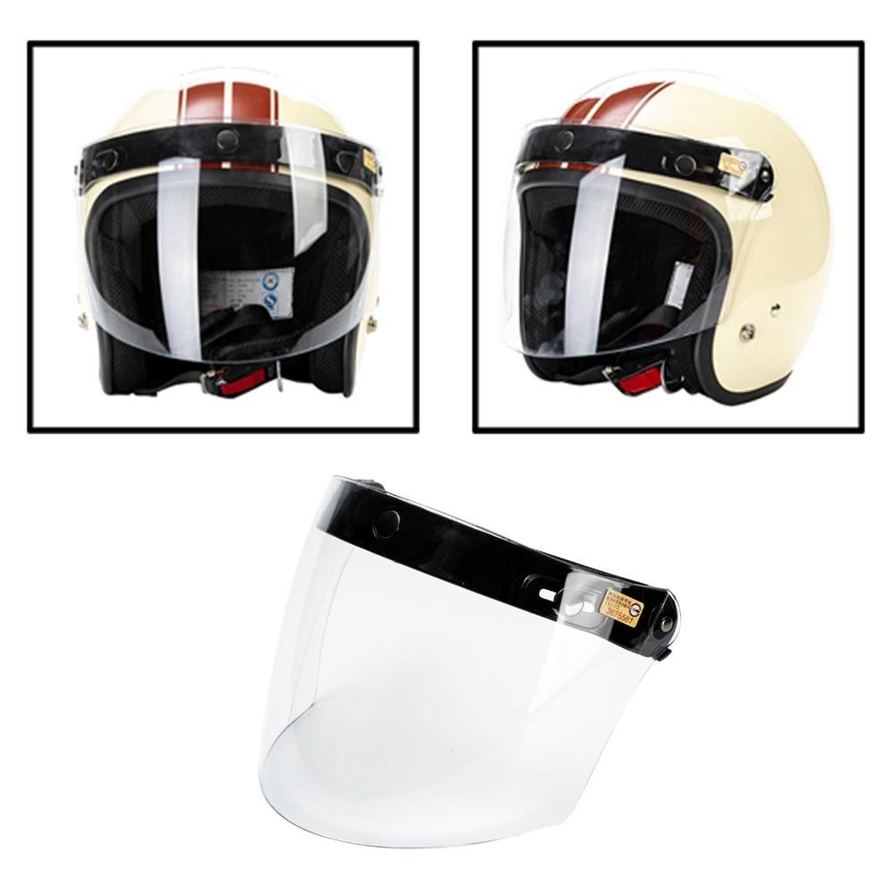 New Universal Full Face Helmet Visor Wind Shield Lens 3-Snap Motorcycle Open Face