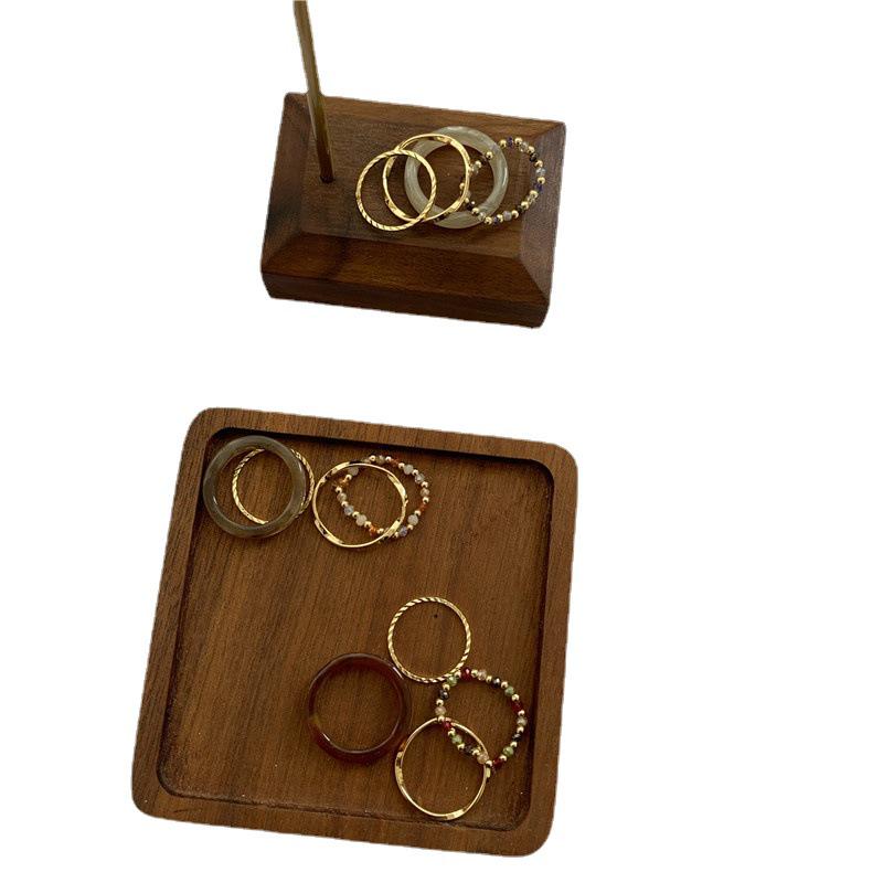 Korean Retro Rice Bead Acrylic Crystal Four-Piece Ring Set