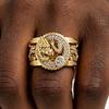 Men's 3D Gold Ring with Diamond-Accented Dragon, Hollow Craft, Retro-Inspired